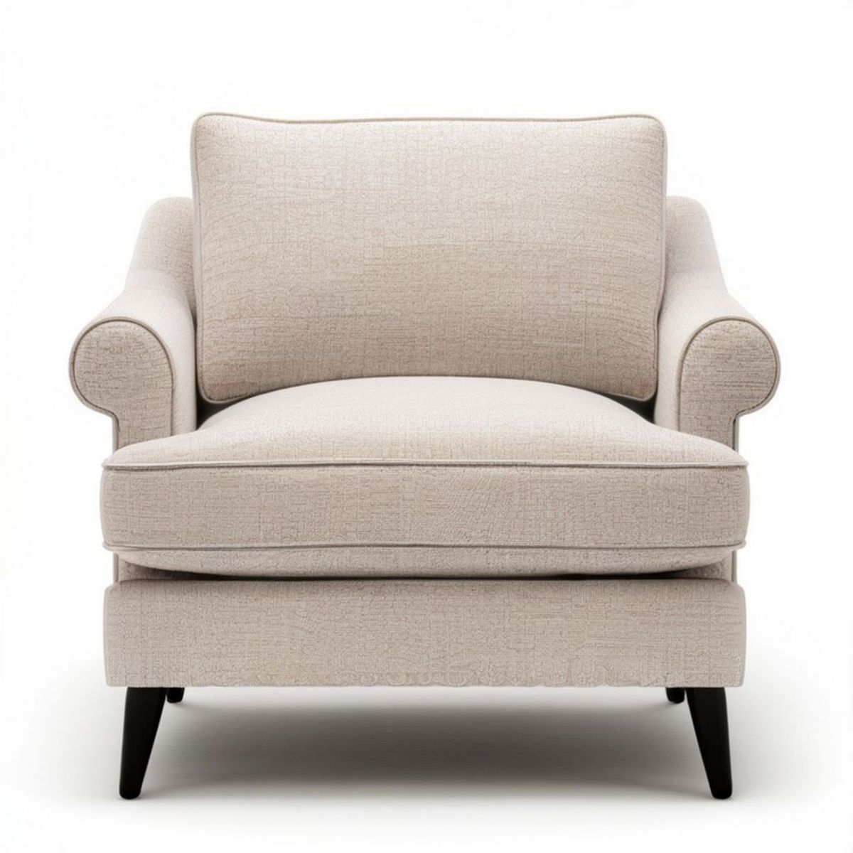 Beiger Loungesessel mit schwarzen Holzbeinen, 90 x 88 x 92 cm