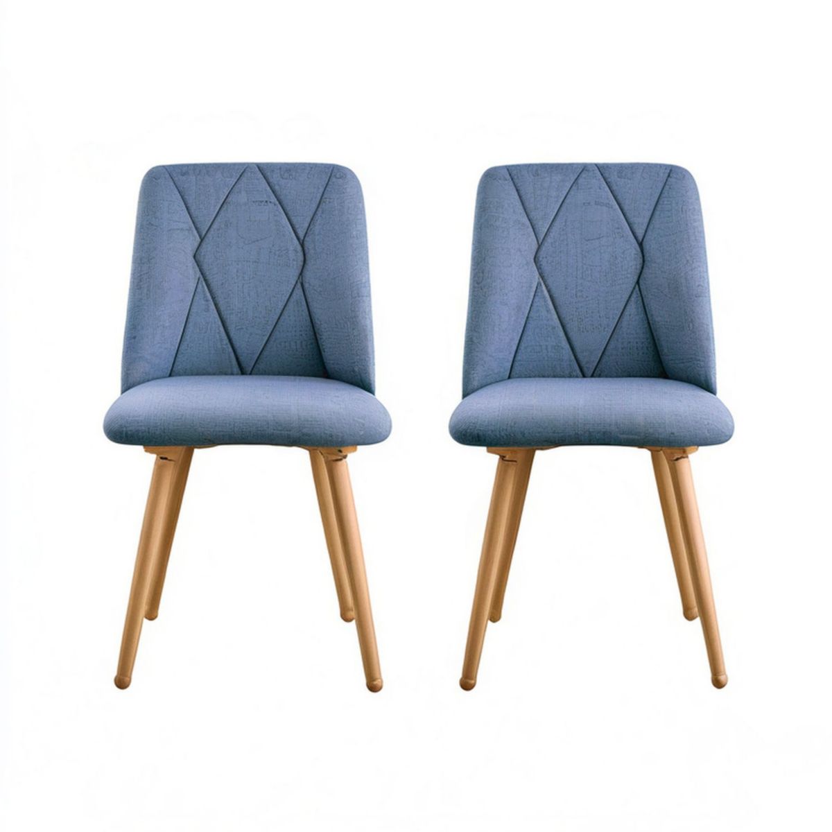 2er-Set gepolsterte Esszimmerstühle Blau/Natur, 45 x 54 x 86 cm