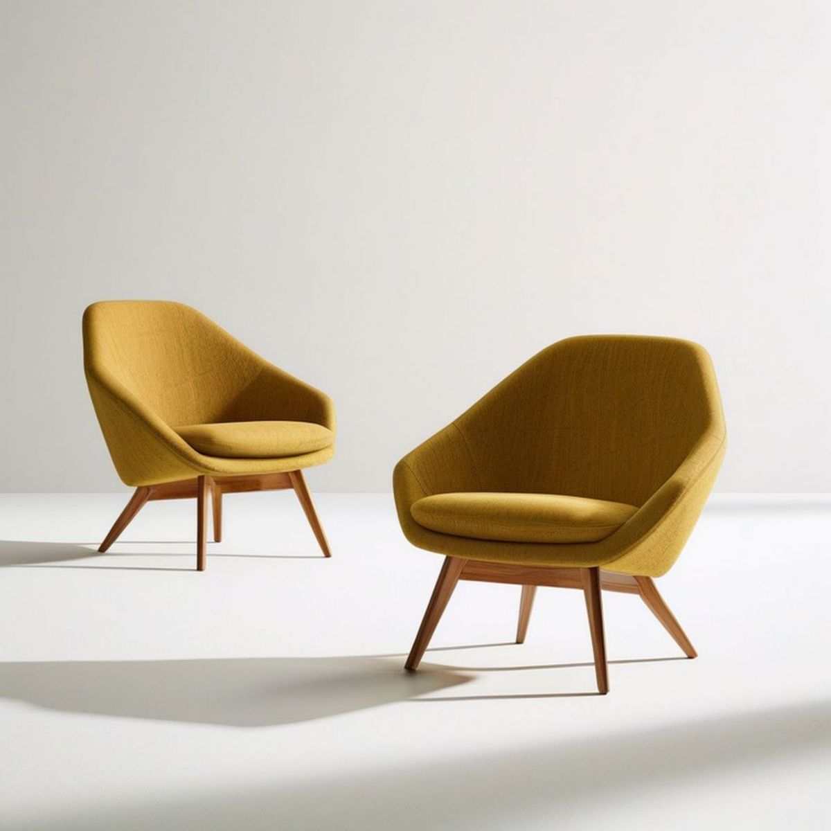 2er-Set Loungesessel in Senfgelb mit Polyesterbezug und Buchenholzbeinen, 75 x 75 x 80 cm