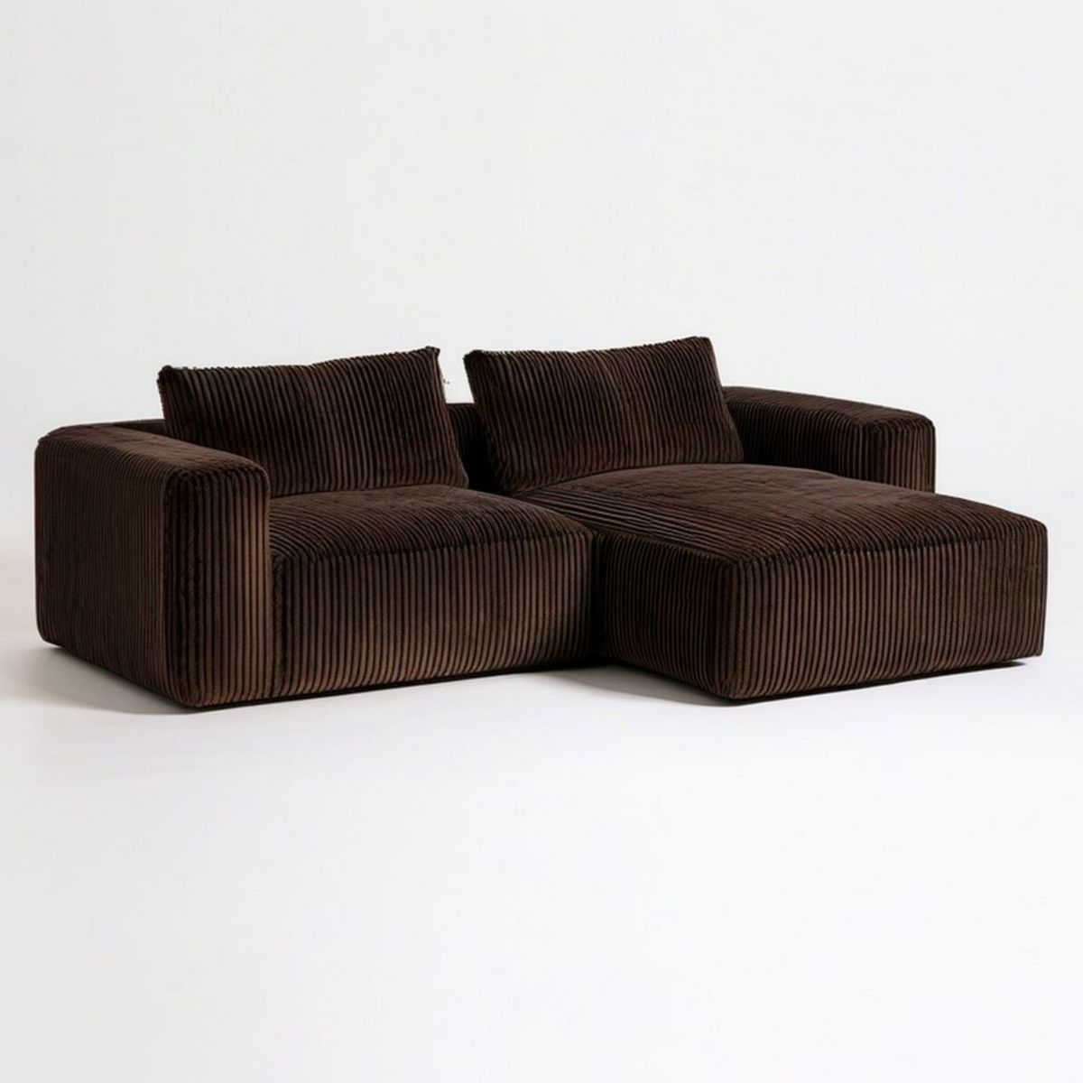 2-Sitzer-Sofa mit rechter Chaiselongue, Cord, Dunkelbraun, 230 x 160 x 72 cm