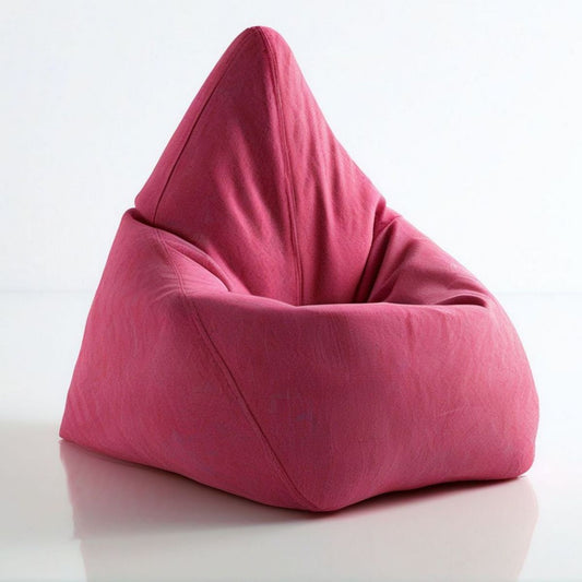 Dreieckiger Sitzsack aus Polyester-Mikrofaser, Himbeerrosa, 90 x 90 x 110 cm