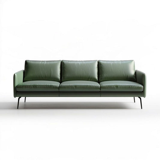 3-Sitzer-Sofa aus PU-Kunstleder, 210 x 85 x 82 cm, Dunkelgrün/Schwarz