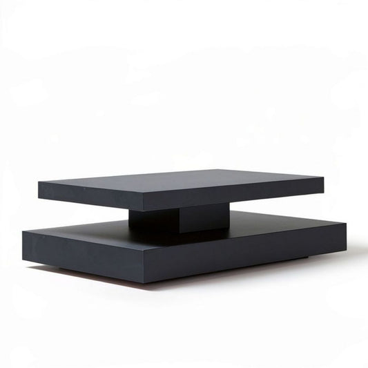 Rechteckiger Couchtisch aus MDF mit Melaminbeschichtung, Schwarz, 120 x 60 x 35 cm