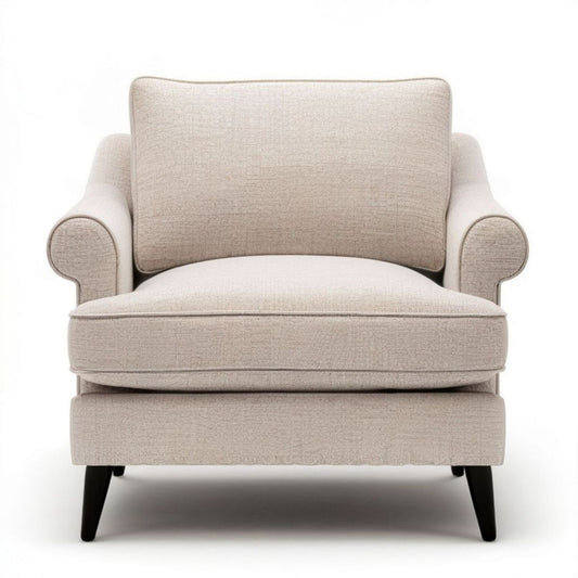 Beiger Loungesessel mit schwarzen Holzbeinen, 90 x 88 x 92 cm