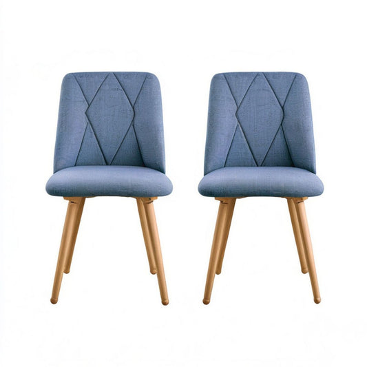 2er-Set gepolsterte Esszimmerstühle Blau/Natur, 45 x 54 x 86 cm