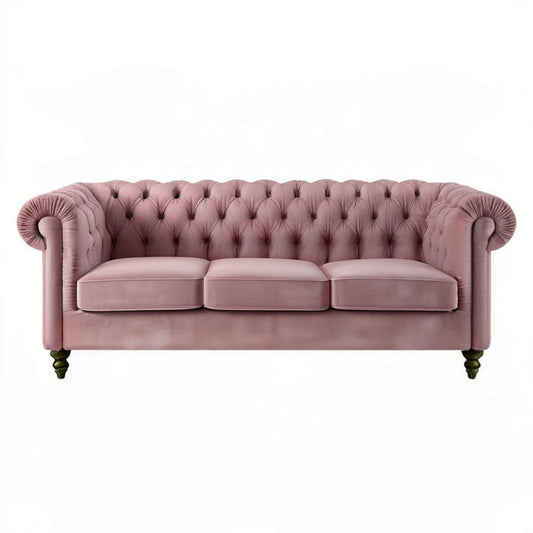 Chesterfield-Sofa, 3-sitzig, Altrosa, 220 × 90 × 78 cm