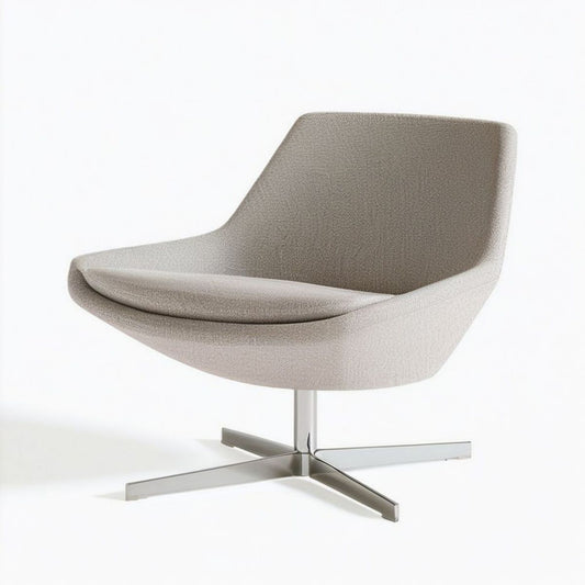 Drehbarer Loungesessel 75 x 80 x 87 cm Beige mit Polyesterbezug und Edelstahlfuss