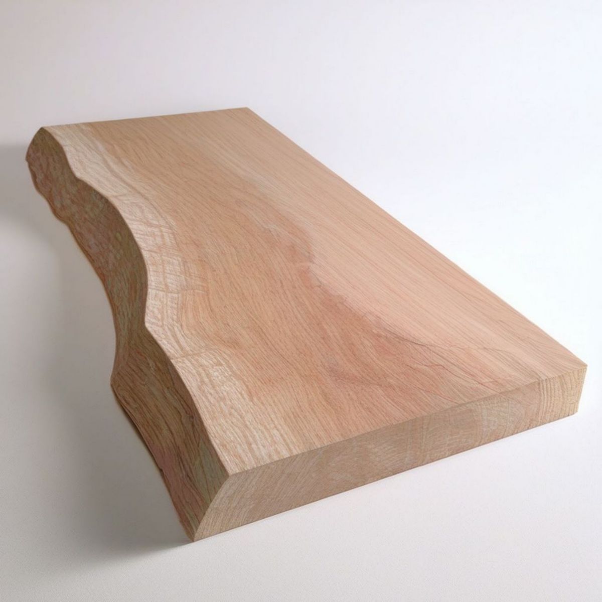 Wandregal aus massivem Eichenholz mit Baumkante, Naturhellbraun, 80 x 30 x 5 cm