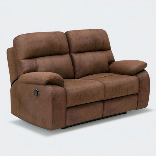 Braunes 2-Sitzer-Relaxsofa aus Mikrofaser mit manueller Liegefunktion, 170 x 95 x 102 cm