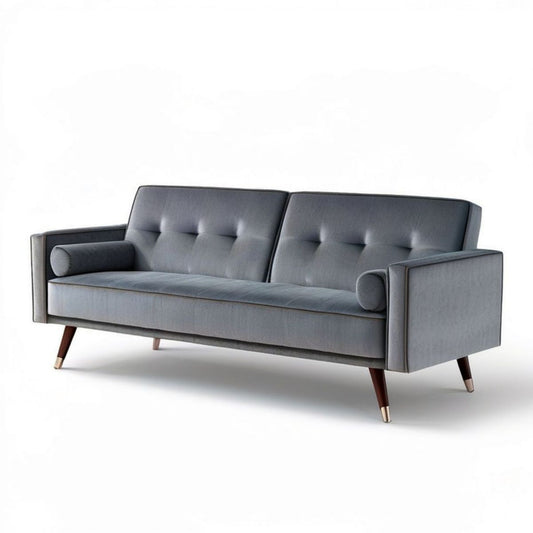 2-Sitzer-Sofa 180 x 82 x 85 cm Grau mit Polyesterbezug und Massivholzfüssen
